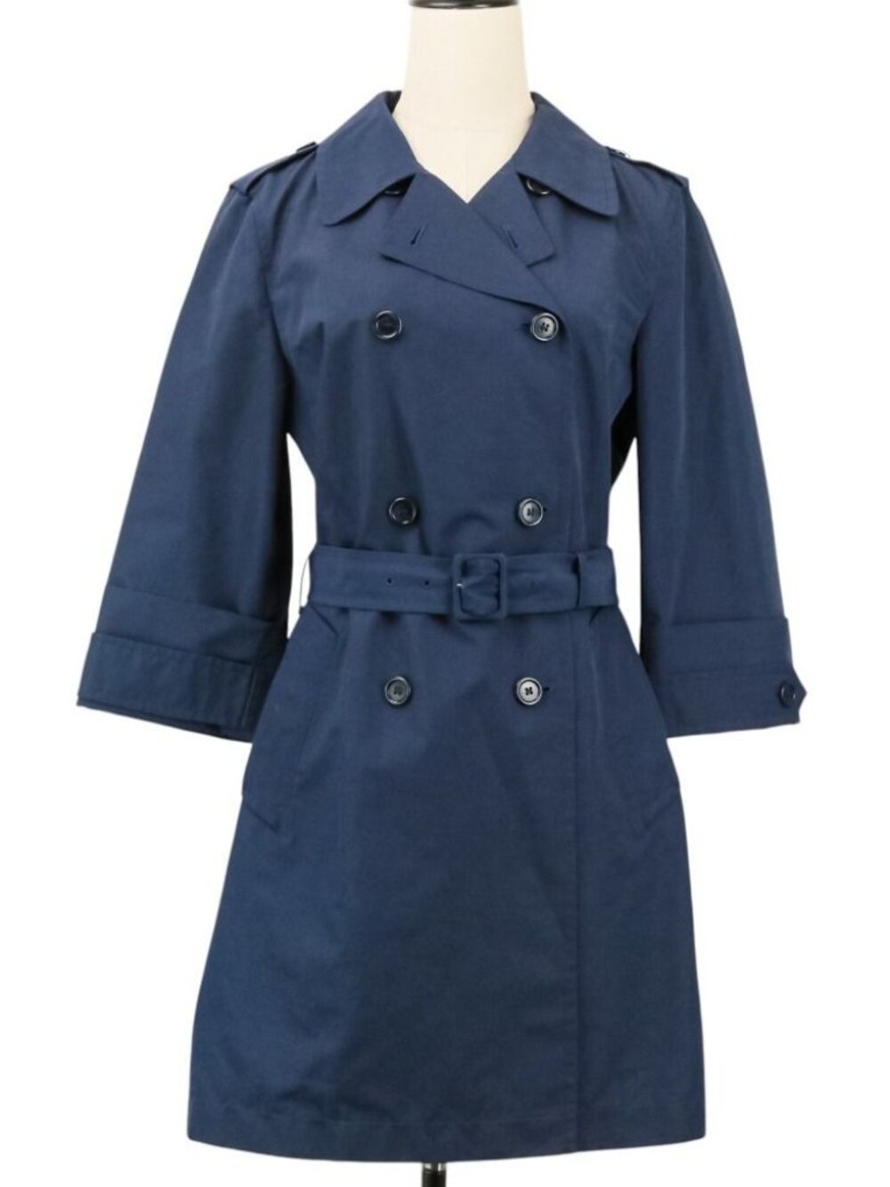 Prada Cotton Poly Belted Trench Coat 40 Navy